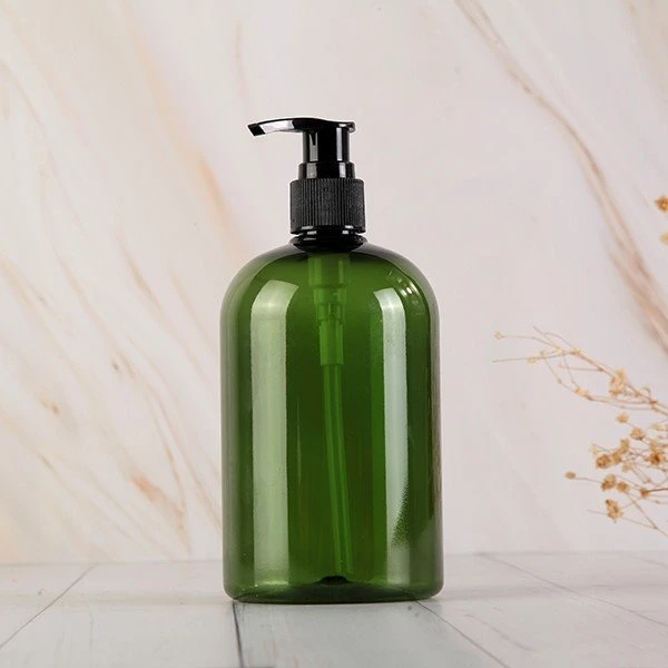 16oz pet bottle with lotion pump in green color